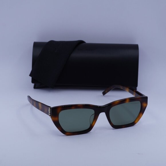 Saint Laurent SL M127/F 003 Cat Eye Sunglasses - Havana\Green - Picture 4 of 10